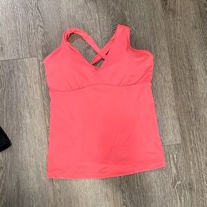 Athleta Coral Pink Crossback Swim Tank
